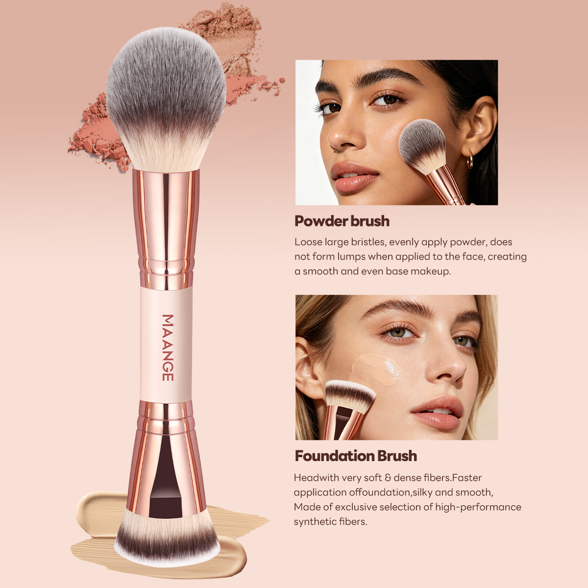 MAANGE High Quality 21PCS Makeup Brush 12PCS Powder Puff  Makeup Bag Foundation Eyeshadow Loose Powder Blush Makeup Brush Set - 图片 4