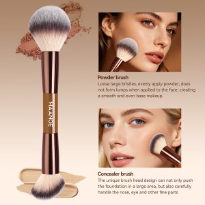 MAANGE Custom OEM&ODM 12pcs  Makeup Brushes Set Wood Handle Foundation Powder Blending Eyeshadow Professional Makeup Brushes Set - 图片 4