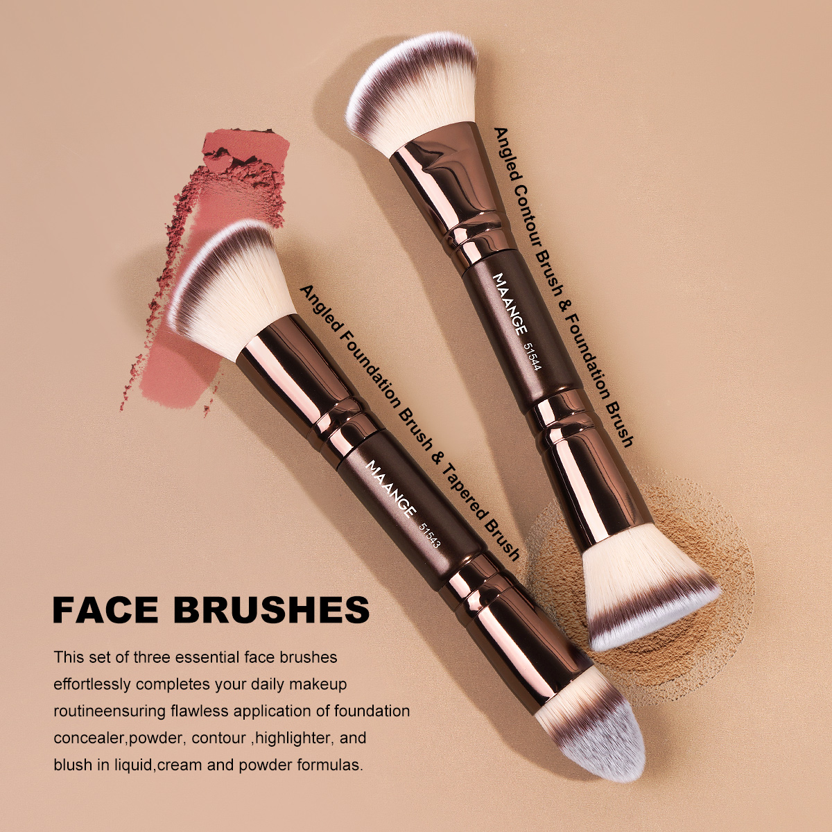 MAANGE  Wholesale 8pcs Makeup Brushes Set Foundation Concealer Blush Eyeshadow Professional Brushes for Makeup - 图片 6