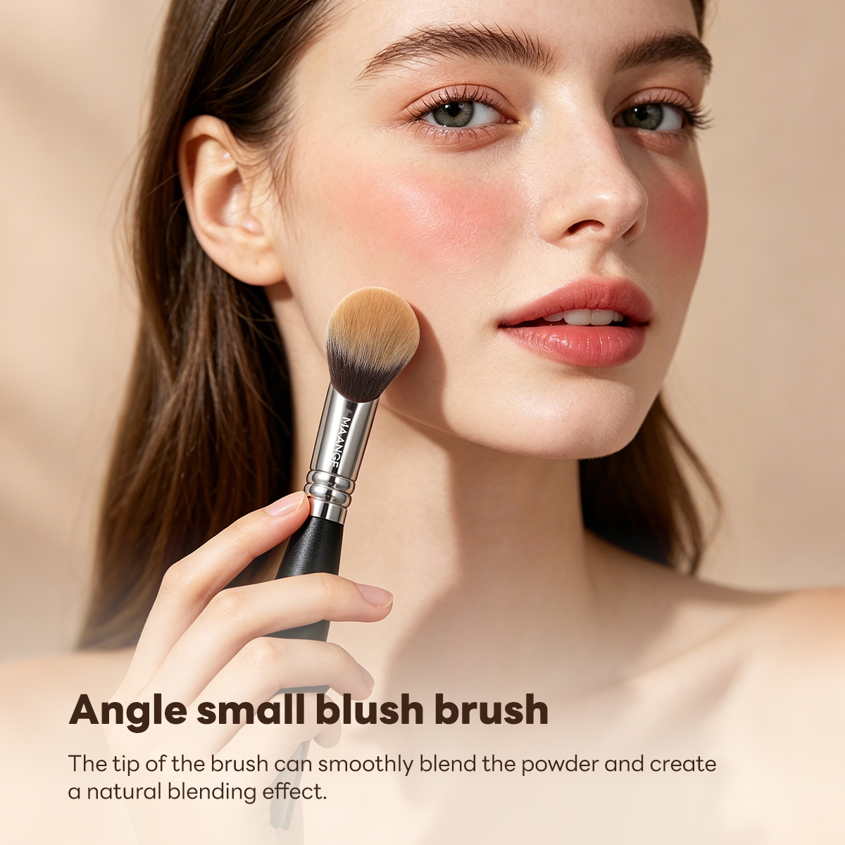 MAANGE Custom OEM&ODM Single Blush Makeup Brush Synthetic Hair  Angle Small Blush Brush Single Makeup Brush - 图片 5