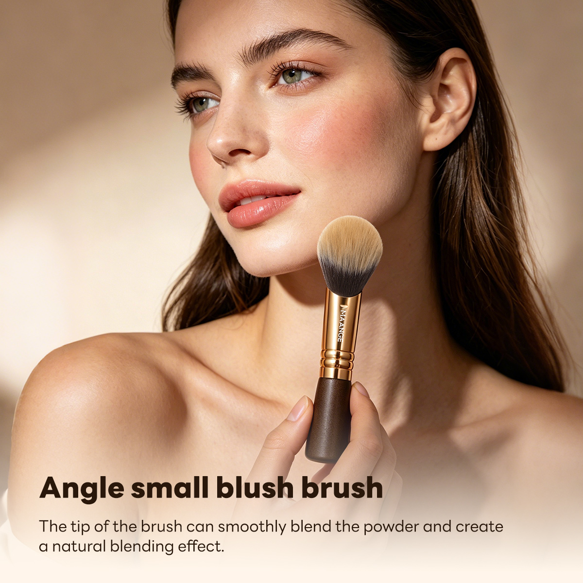 MAANGE Custom OEM&ODM Single Blush Makeup Brush Synthetic Hair  Fluffy Soft Fibers Angle Small Blush Brush Single Makeup Brush - 图片 5