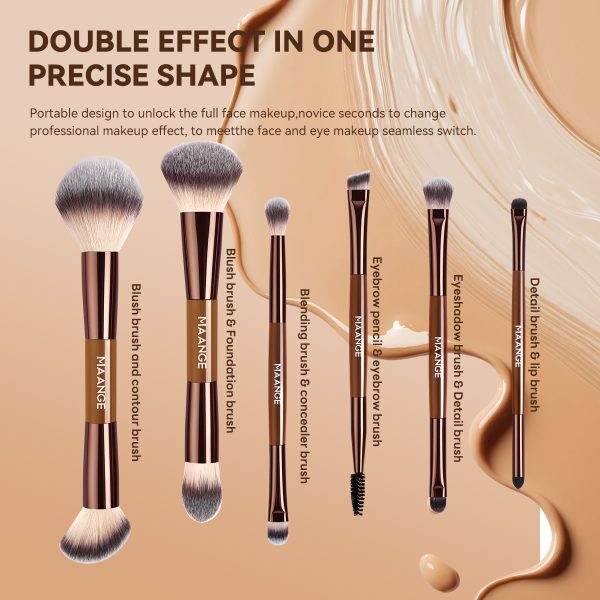MAANGE Custom OEM&ODM 12pcs Makeup Brushes Set Wood Handle Foundation Powder Blending Eyeshadow Professional Makeup Brushes Set