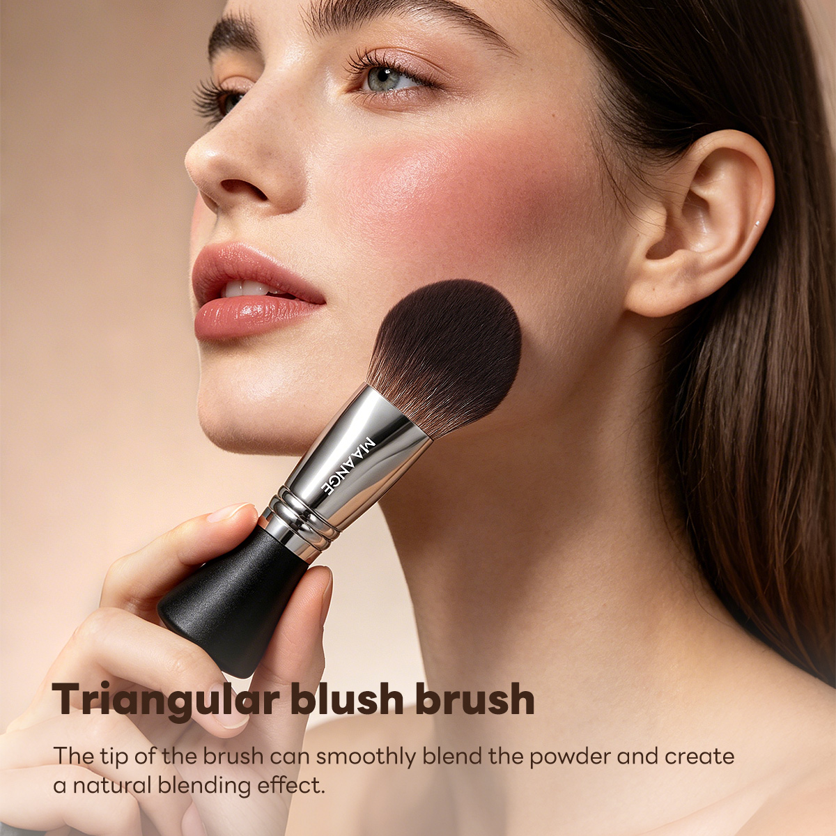 MAANGE Wholesale Custom OEM&ODM  Single Makeup Brush Loose Powder Makeup Brush Triangular Blush Brush - 图片 5