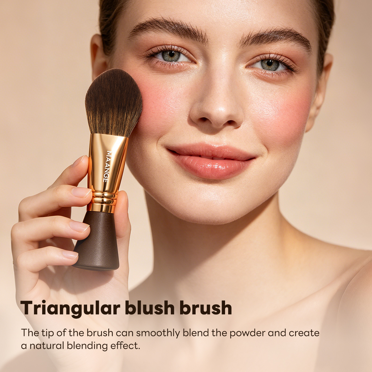 MAANGE Custom OEM&ODM Triangular Blush Brush Single Makeup Brush Loose Powder Makeup Tools Makeup Brushes - 图片 5