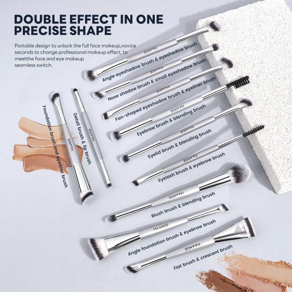MAANGE Wholesale Private Label 15PCS Makeup Brush Set Foundation Loose Powder Eyeshadow Makeup Bag Makeup Tools Makeup Brush Kit