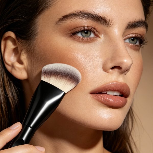 MAANGE Wholesale Custom Single Sloping Makeup Brush 1pcs Powder Puff Fluffy Soft Fibers Professional Contour Makeup Brush