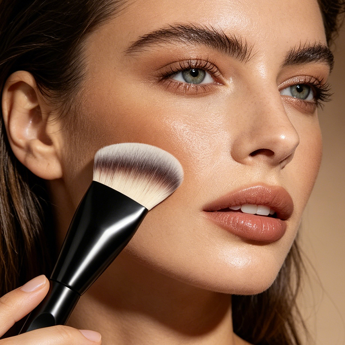 MAANGE Wholesale Custom  Single Sloping Makeup Brush 1pcs Powder Puff  Fluffy Soft Fibers Professional Contour  Makeup Brush - 图片 7