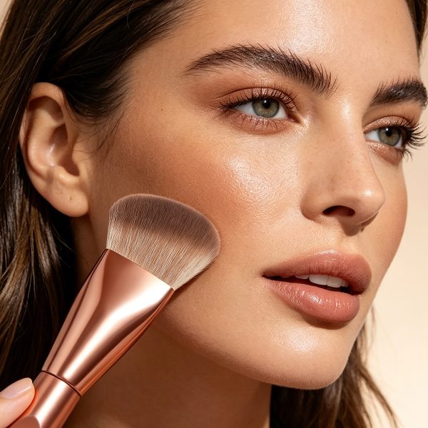 MAANGE Custom Logo OEM&ODM Single Sloping Makeup Brush 1pcs Powder Puff  Fluffy Soft Fibers Professional Contour  Makeup Brush