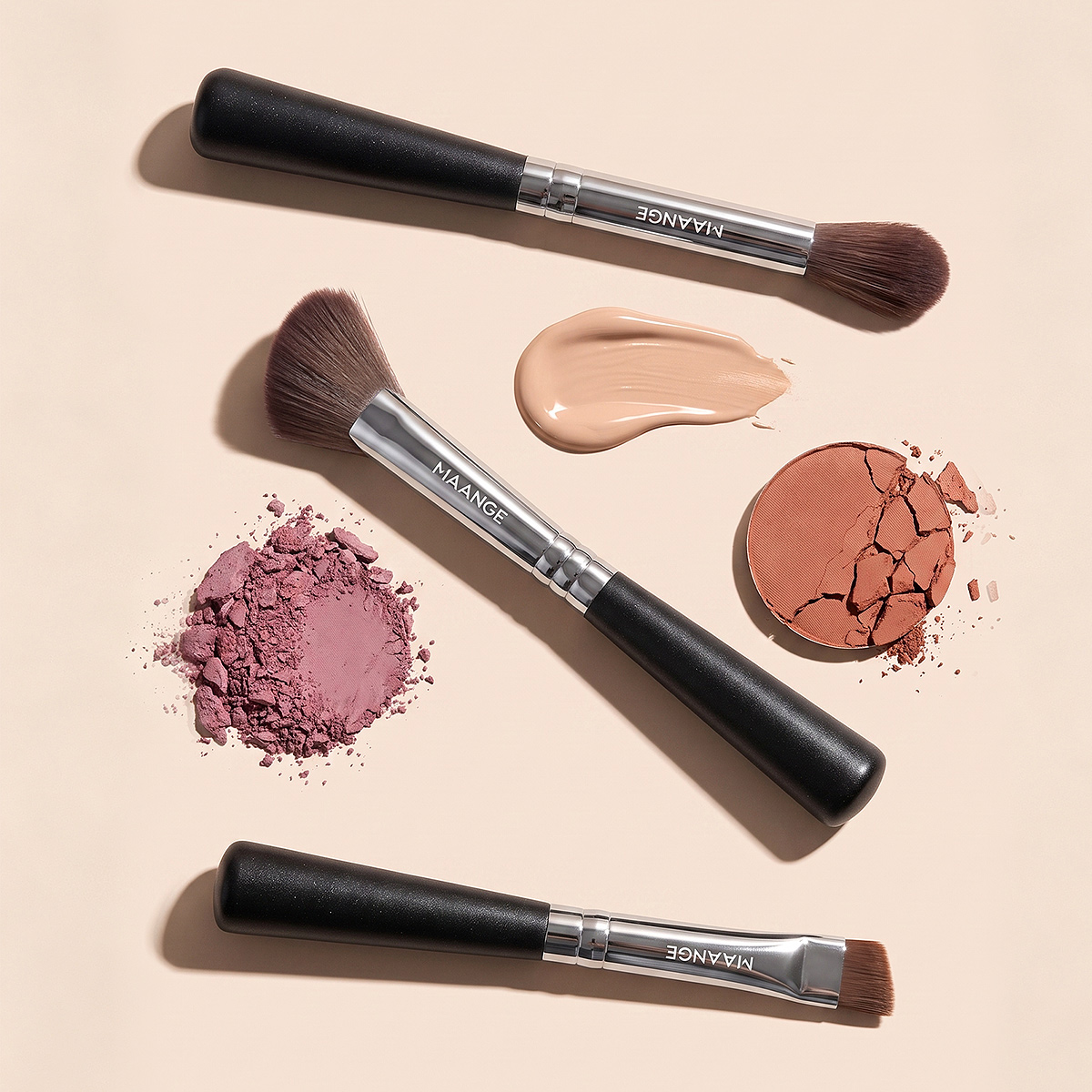MAANGE Private Label  8pcs Makeup Brushes  Makeup Bag Foundation Concealer Blush Short-handled Travel Portable Makeup Brush Set - 图片 9