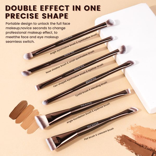 MAANGE 8PCS Facial Makeup Brush Wood Handle Synthetic Hair Fluffy Soft Fibers Customizable Makeup Tools Brush