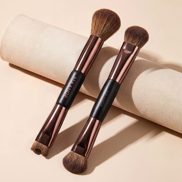 MAANGE Custom 2PCS Double-ended Makeup Brush Foundation Conture Concealer Loose Powder Facial Professional Makeup Brush Set