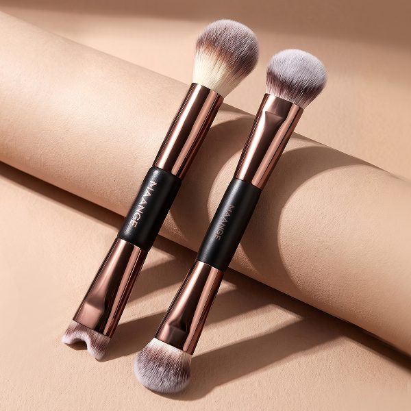 MAANGE Wholesale 2PCS Double-ended Makeup Brush Foundation Conture Concealer Loose Powder  Facial Professional Makeup Brush Set