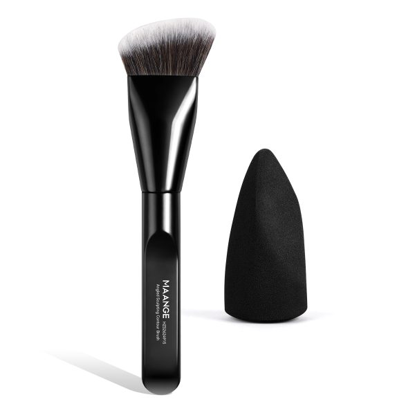 MAANGE Wholesale Custom Fluffy Sloping Makeup Brush 1pcs Powder Puff Fluffy Soft Fibers Professional Contour Makeup Brush