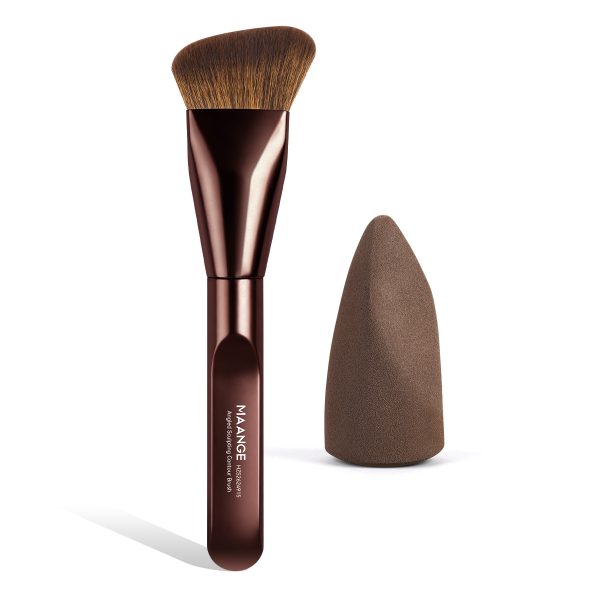 MAANGE Wholesale Custom Logo Single Sloping Makeup Brush 1pcs Powder Puff  Fluffy Soft Fibers Professional Contour  Makeup Brush