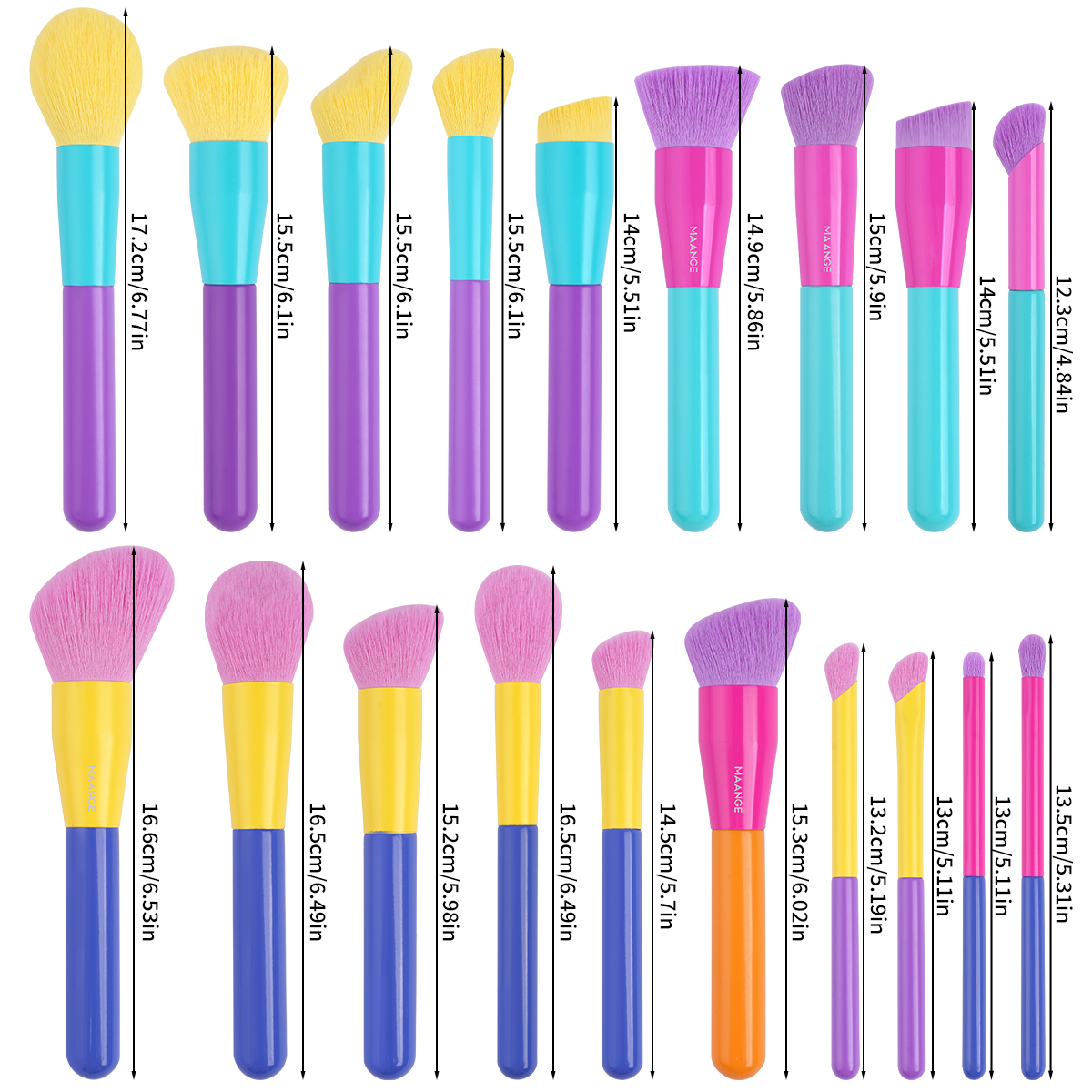 MAANGE  Wholesale 19pcs  Wooden Handle Makeup Brush Eyeshadow Blush Foundation Loose Powder Professional Makeup Brush Set - 图片 22