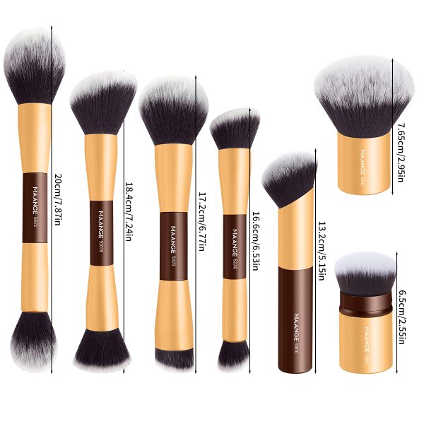 MAANGE Wholesale 7pcs Custom Makeupbrushes Loose Powder Blush Foundation Highlighter Concealer Professional Makeup Brushes