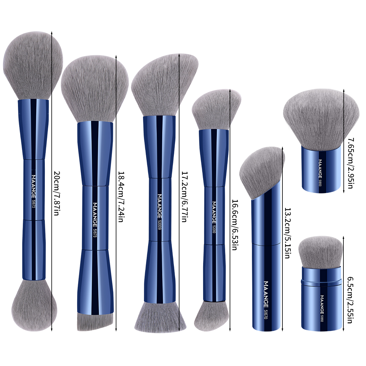 MAANGE Custom OEM&ODM 7pcs  Makeup Brushes  Loose Powder Blush Foundation Highlighter Concealer Professional Makeup Brushes - 图片 9