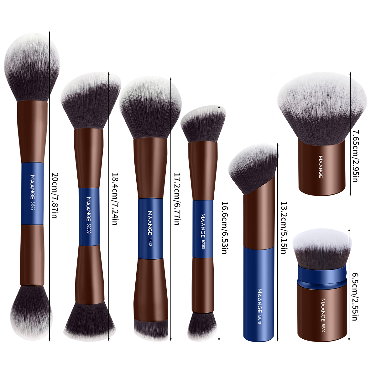 MAANGE Wholesale 7pcs Custom Makeup Brushes  Loose Powder Blush Foundation Highlighter Concealer Professional Makeup Brush Set - 图片 10