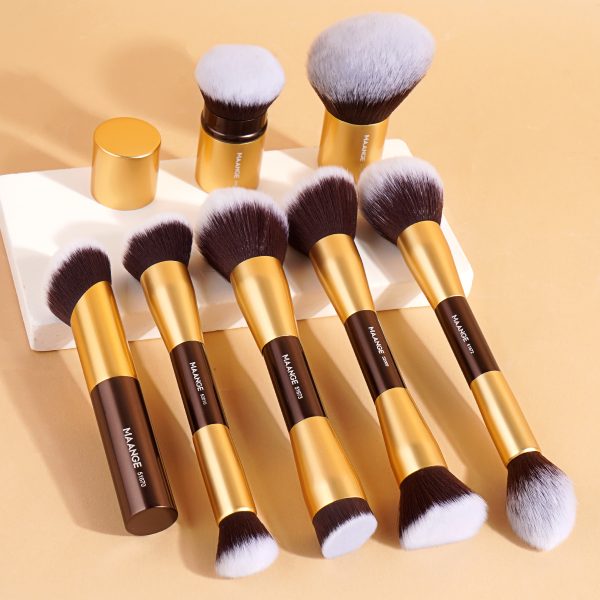 MAANGE Wholesale 7pcs Custom Makeupbrushes Loose Powder Blush Foundation Highlighter Concealer Professional Makeup Brushes