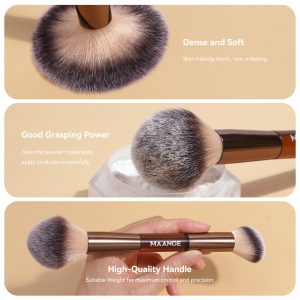 MAANGE 7 PCS Foundation Makeup Brush Set With Bag, Make up Brushes, Eyeshadow Concealer Brush, Double-ended Foundation Contour Powder Blush, Professional Face brush Set Tools For Liquid,Cream(Apricot) - 图片 4