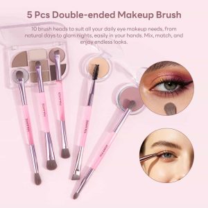 MAANGE 7 PCS Foundation Makeup Brushes with Makeup Sponge & Travel Case(Pink)Includes Powder Puffs & Mini Makeup Sponges, Soft Dense Synthetic Bristles for Foundation, Blush, Concealer & Eyeshadow - 图片 4