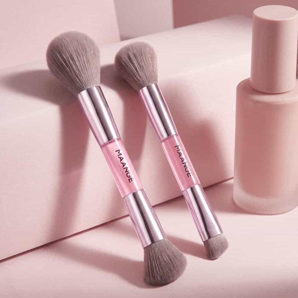 MAANGE 7 PCS Foundation Makeup Brushes with Makeup Sponge & Travel Case(Pink)Includes Powder Puffs & Mini Makeup Sponges, Soft Dense Synthetic Bristles for Foundation, Blush, Concealer & Eyeshadow