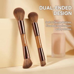 MAANGE 7 PCS Foundation Makeup Brushes with Makeup Sponge & Travel Case(Brown)Includes Powder Puffs & Mini Makeup Sponges, Soft Dense Synthetic Bristles for Foundation, Blush, Concealer & Eyeshadow - 图片 6