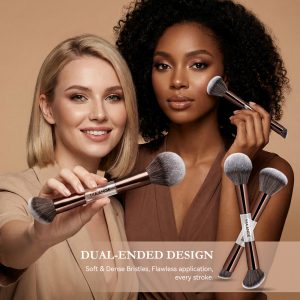 MAANGE 7 PCS Foundation Makeup Brush Set With Bag, Make up Brushes, Eyeshadow Concealer Brush, Double-ended Foundation Contour Powder Blush, Professional Face brush Set Tools For Liquid,Cream (Gray) - 图片 7