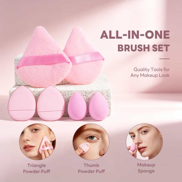 MAANGE 7 PCS Foundation Makeup Brushes with Makeup Sponge & Travel Case(Pink)Includes Powder Puffs & Mini Makeup Sponges, Soft Dense Synthetic Bristles for Foundation, Blush, Concealer & Eyeshadow