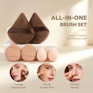 MAANGE 7 PCS Foundation Makeup Brushes with Makeup Sponge & Travel Case(Brown)Includes Powder Puffs & Mini Makeup Sponges, Soft Dense Synthetic Bristles for Foundation, Blush, Concealer & Eyeshadow - 图片 7