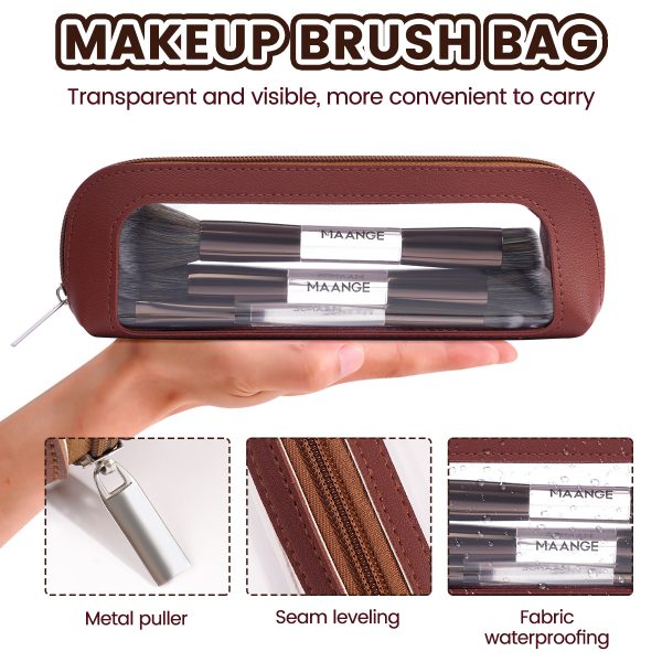 MAANGE 7 PCS Foundation Makeup Brush Set With Bag, Make up Brushes, Eyeshadow Concealer Brush, Double-ended Foundation Contour Powder Blush, Professional Face brush Set Tools For Liquid,Cream (Gray)