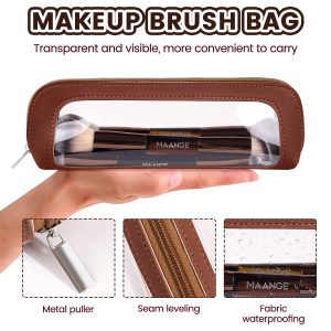 MAANGE 7 PCS Foundation Makeup Brush Set With Bag, Make up Brushes, Eyeshadow Concealer Brush, Double-ended Foundation Contour Powder Blush, Professional Face brush Set Tools For Liquid,Cream(Apricot) - 图片 7