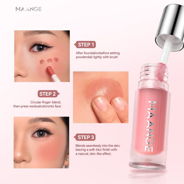 MAANGE Liquid Blush Lightweight Matte Finish Soft-focus Effect Silky Smooth Blending Highly Pigmented Facial Liquid Blush