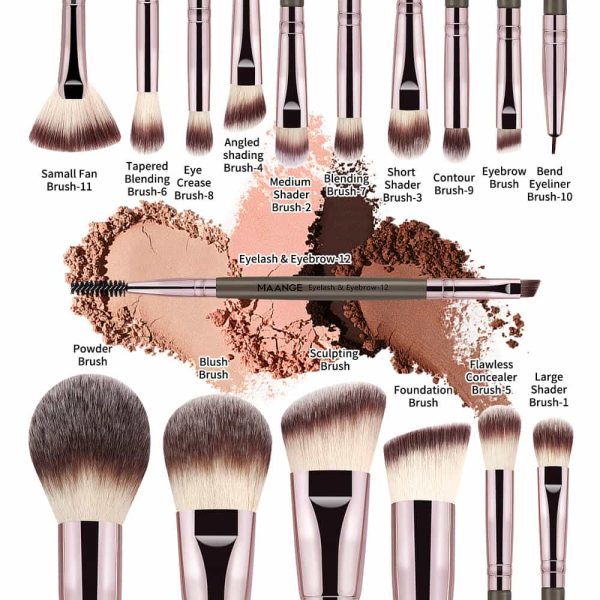 MAANGE Wholesale Custom Logo 17pcs Cosmetic Brush Set Foundation Loose Powder Contour Concealer Eyeshadow Face Makeup Brush Set
