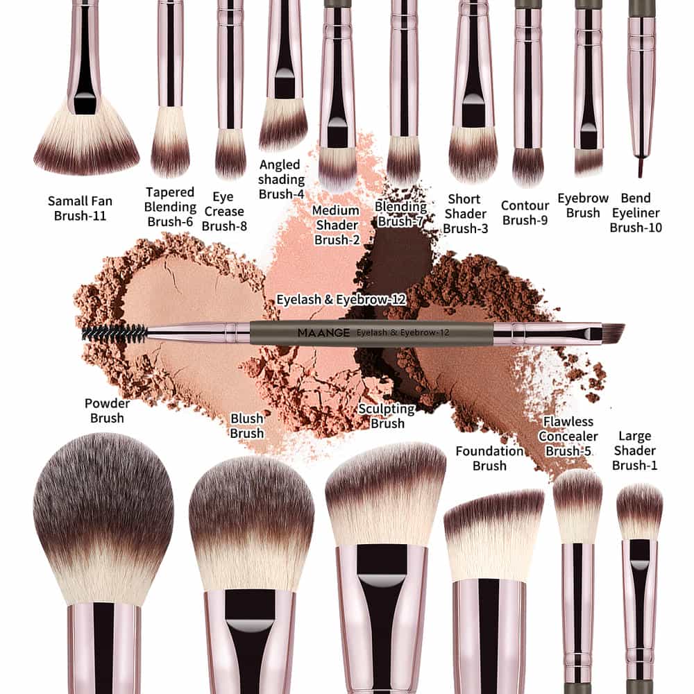MAANGE Wholesale Custom Logo 17pcs Cosmetic Brush Set Foundation Loose Powder Contour Concealer Eyeshadow Face Makeup Brush Set - 图片 2