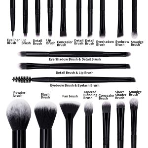 MAANGE 20pcs Makeup Brushes Kits Cosmetic Black Private Label Foundation Blush Contouring Eyeshadow Brush Makeup Brush Kit - 图片 6