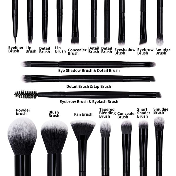 MAANGE 20pcs Makeup Brushes Kits Cosmetic Black Private Label Foundation Blush Contouring Eyeshadow Brush Makeup Brush Kit