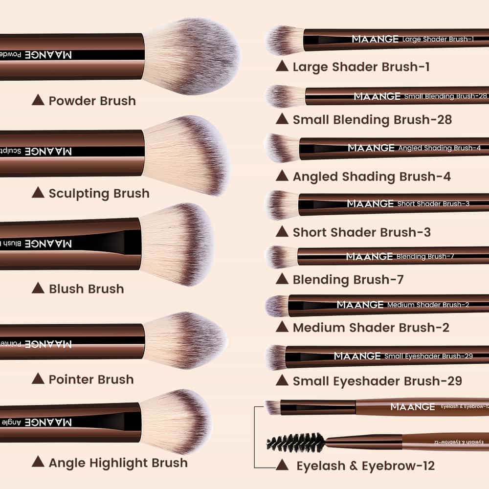 MAANGE Wholesale Professional 13pcs  Makeup Brushes 2pcs Powder Puff Foundation Contouring Eyeshadow Brush Facial  Makeup Brush - 图片 6