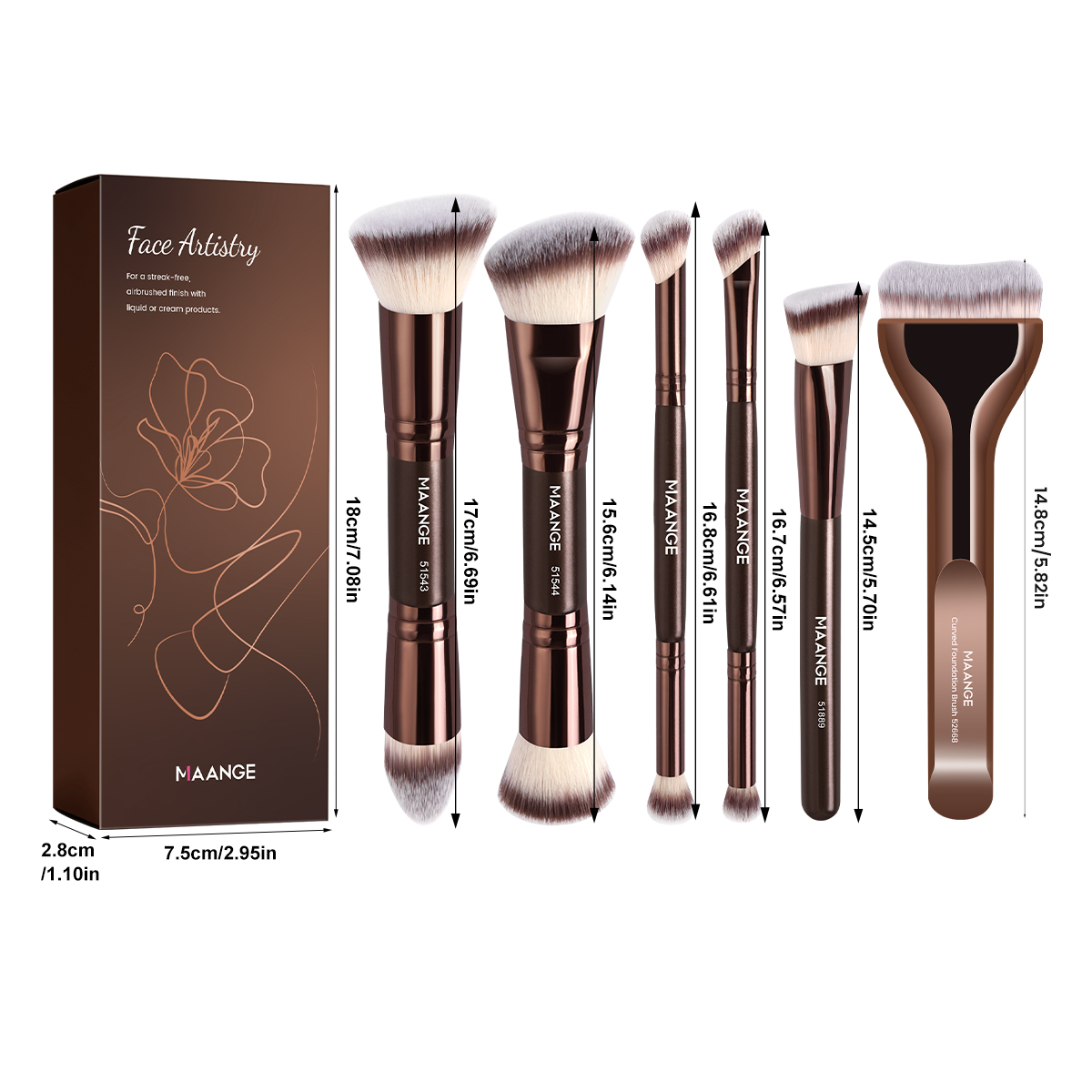 MAANGE Wholesale 6PCS Makeup Brush Foundation Brushes Concealer Blush Brushes Eyeshadow Brush Custom Facial Makeup Brush Set - 图片 2