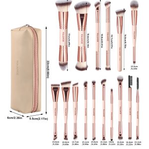 MAANGE Wholesale Custom OEM&ODM 16pcs Double-ended Brush EyeShadow Loose Powder Foundation  Professional Makeup Brush Set - 图片 3