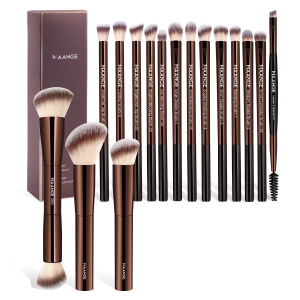 MAANGE Wholesale 16pcs Makeup Brush Makeup Box Foundation Loose Powder Eyeshadow Contouring Facial Makeup Brush Set