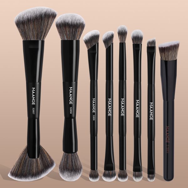 MAANGE Wholesale 8PCS Makeup Brush Wood Handle Synthetic Hair Makeup Brush Set Private Label & Customizable Makeup Tools