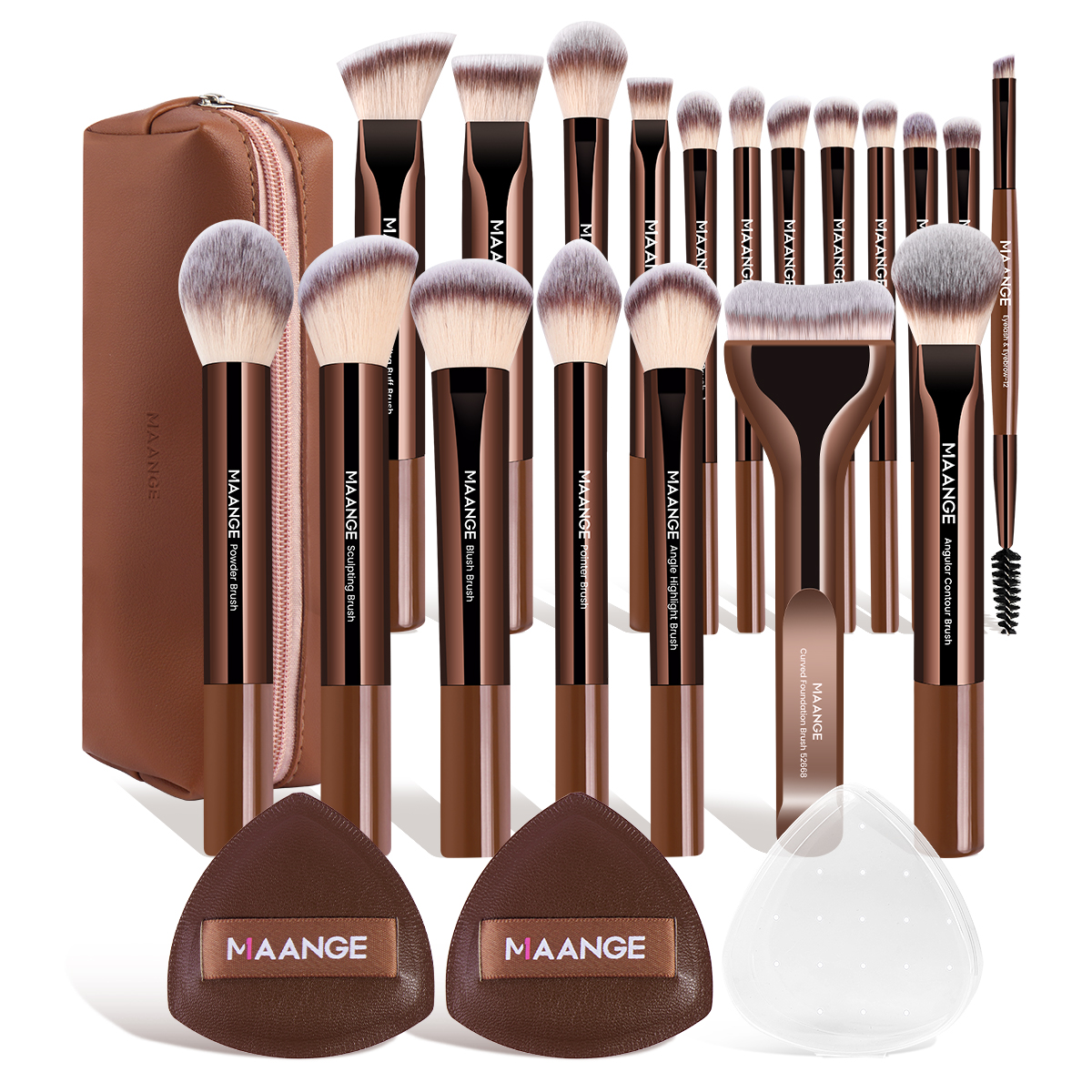 19pcs Private Label Luxury Makeup Brush ODM High Quality  Vegan Makeup Brushes 2 Powder Puff Custom Makeup Brush Set - 图片 1