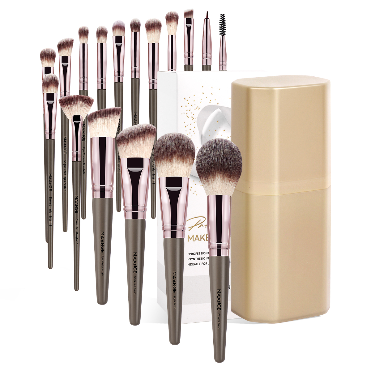 MAANGE Wholesale Custom Logo 17pcs Cosmetic Brush Set Foundation Loose Powder Contour Concealer Eyeshadow Face Makeup Brush Set - 图片 1