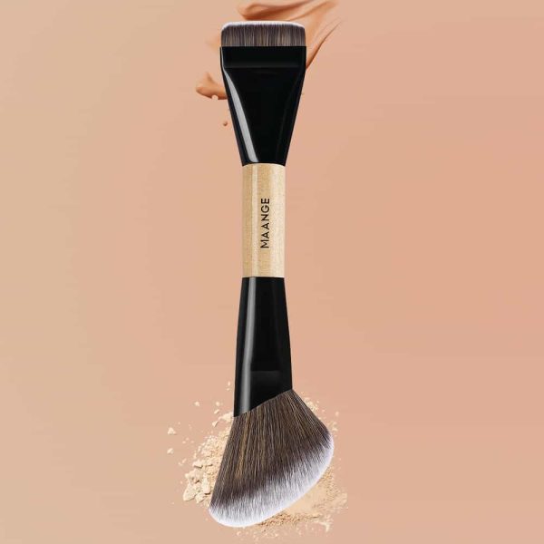 MAANGE Wholesale Double Ended Makeup Brush Loose Powder Blush Contouring Angled Makeup Brush Flat Foundation Makeup Brush Set