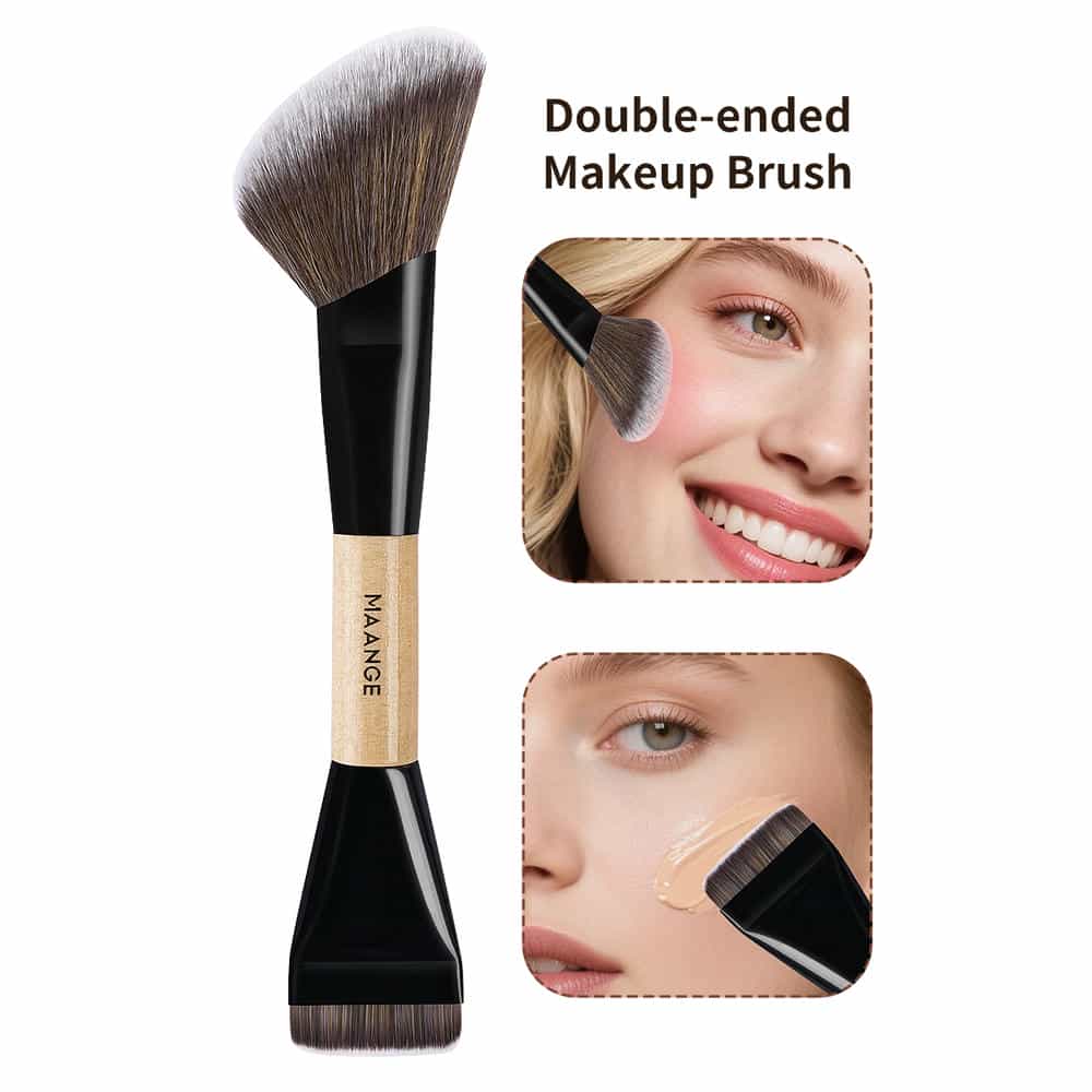 MAANGE Wholesale Double Ended Makeup Brush Loose Powder Blush Contouring Angled Makeup Brush Flat Foundation Makeup Brush Set - 图片 1