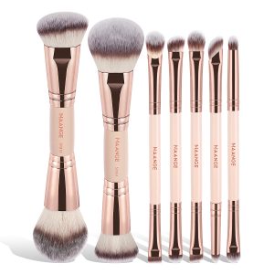 MAANGE Professional 7pcs Double-ended Makeup Brush Set Wood Handle Loose Powder Eyes Foundation Facial  Brush  Makeup Tools