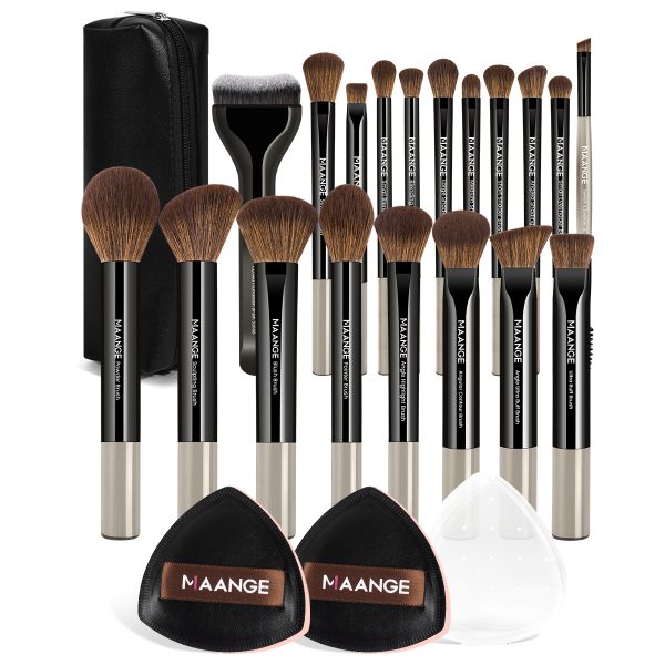 MAANGE Wholesale 19pcs  Makeup Brush Set 2pcs Powder Puff Face Brush Eyeshadow Brush Professional Makeup Brush Set