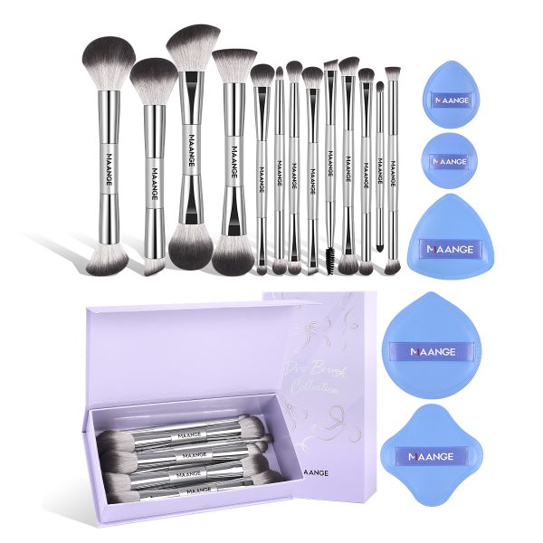 MAANGE Wholesale Professional 13pcs  Makeup Brushes 5PCS Powder Puff Foundation Blush Contouring Eyeshadow Brush Makeup Tools