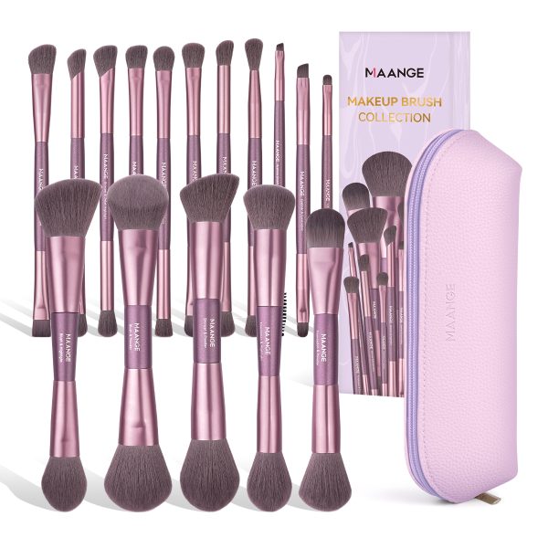 MAANGE New Arrival Luxury 16pcs Double-ended Brush Eye Shadow Loose Powder Foundation Liquid  Professional Makeup Brush Set